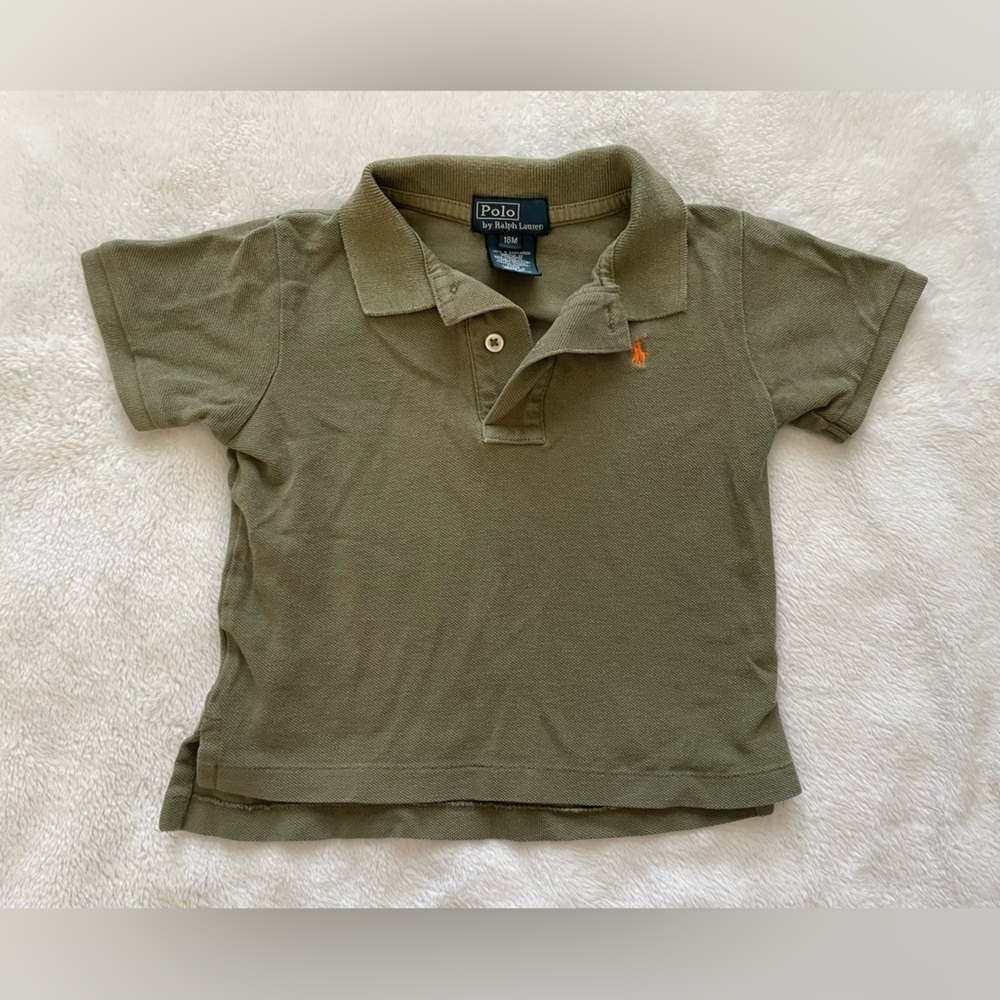 Ralph Lauren Green Polo with Orange Logo